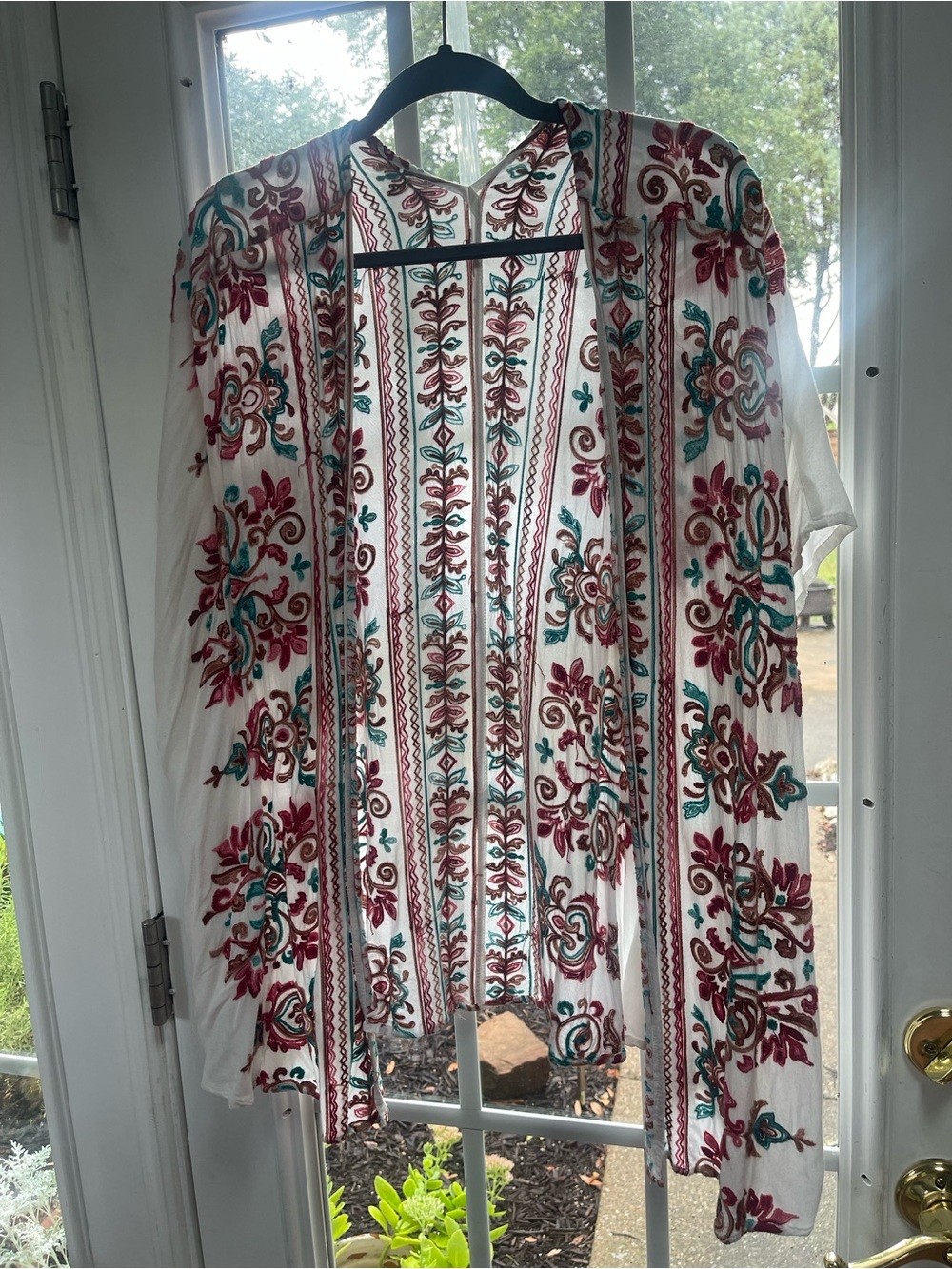 Embroidered Sheer Kimono Cardigan/ Beach Cover Up